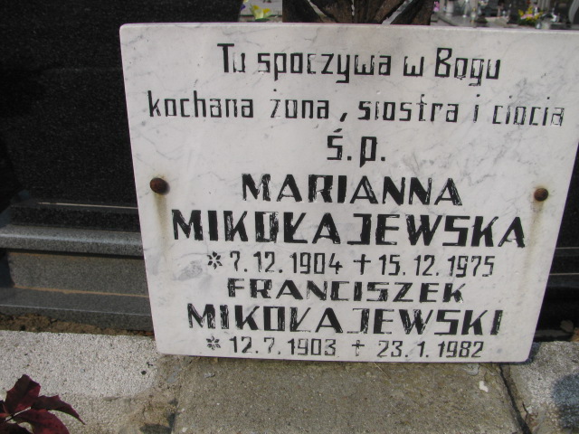 Marianna Mikołajewska 1904 Inowrocław - Grobonet - Wyszukiwarka osób pochowanych